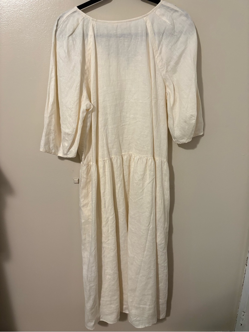 Everlane Linen Oversized Puff Sleeve Dress 100% European Flax Lux Pockets Large - Picture 10 of 12